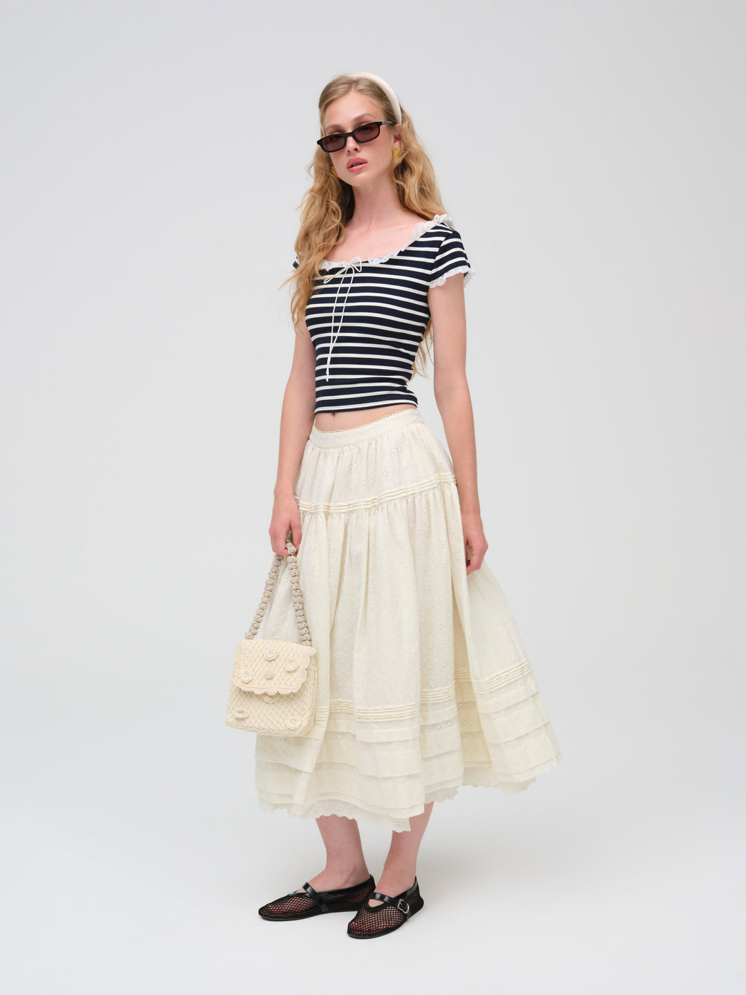Suzette Stripe Top - Black | For Love and Lemons