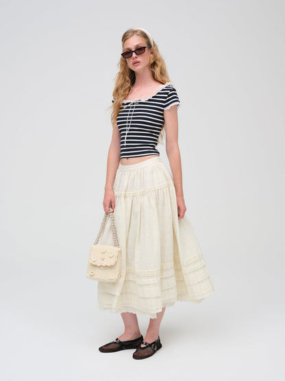 Suzette Stripe Top - Black | For Love and Lemons