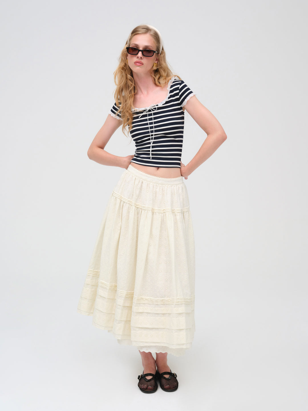 Suzette Stripe Top - Black | For Love and Lemons
