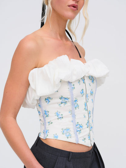 Evelyn Corset Top - Blue | For Love and Lemons