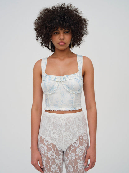 Chantal Denim Corset Top - Blue | For Love and Lemons