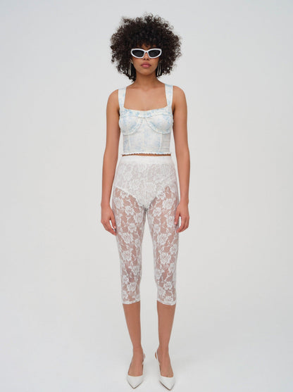 Chantal Denim Corset Top - Blue | For Love and Lemons