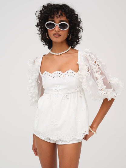 Daisy Eyelet Top - White | For Love and Lemons