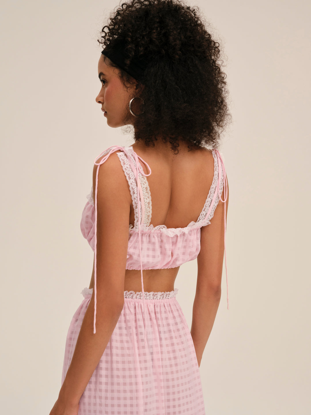 Ginny Gingham Crop Top - Pink | For Love and Lemons