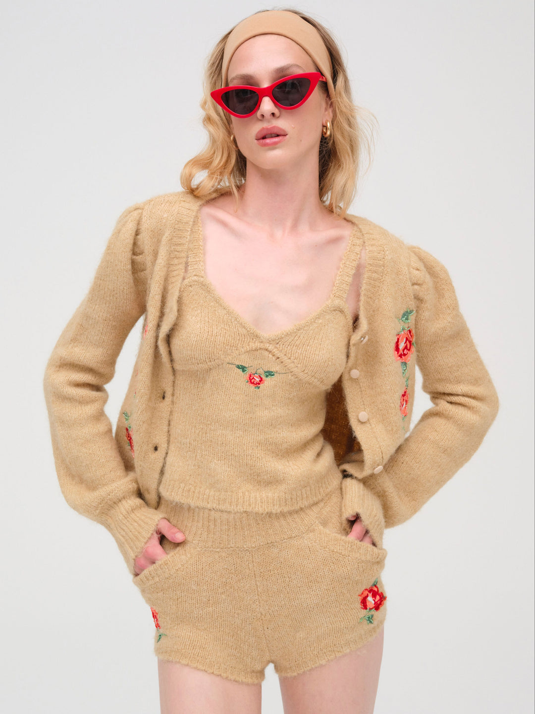 Grans Beaded Knit Tank - Tan | For Love and Lemons