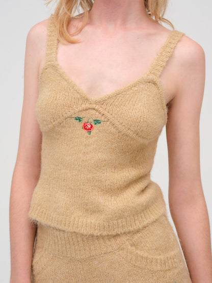 Grans Beaded Knit Tank - Tan | For Love and Lemons