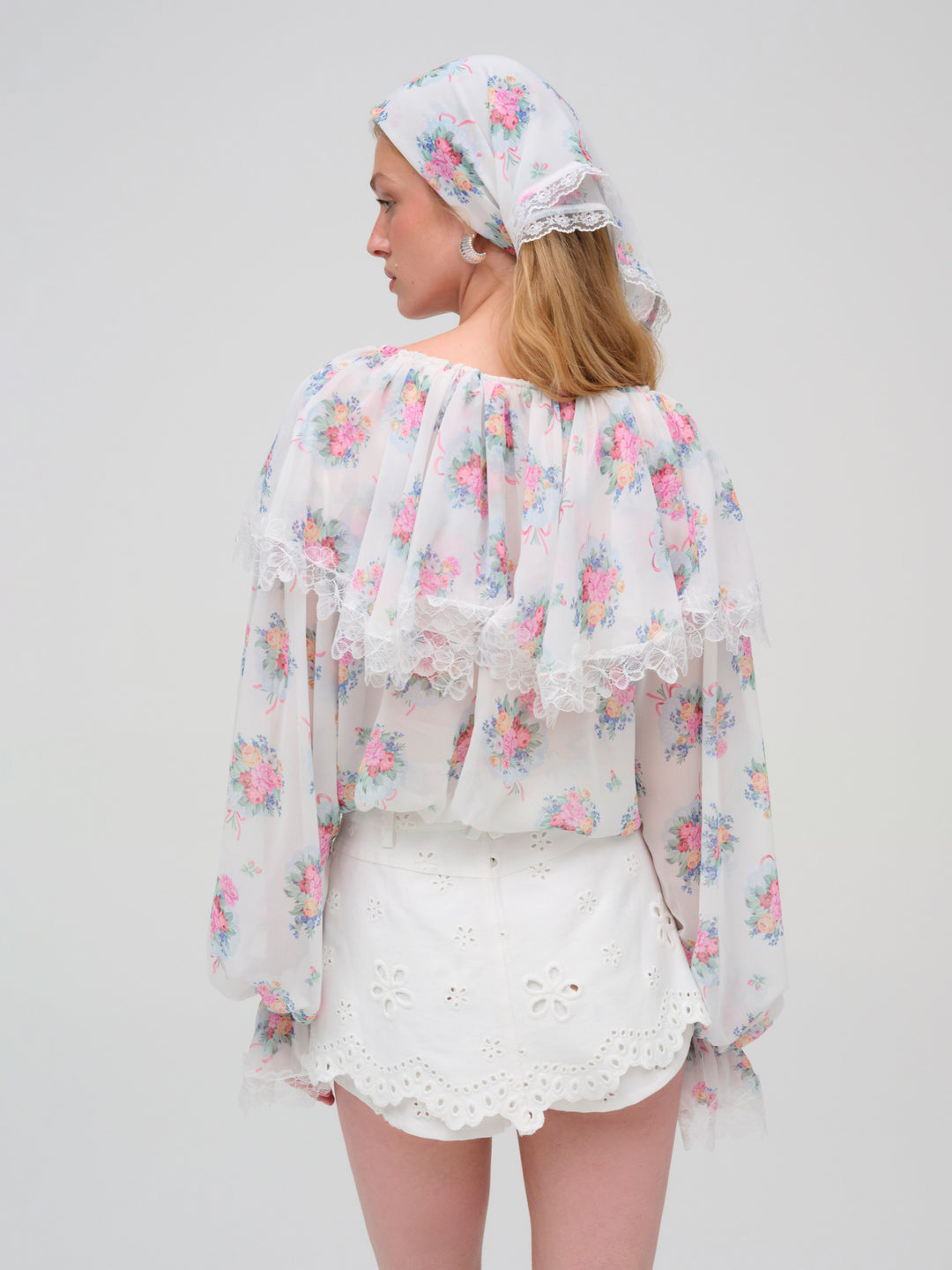 Doily Bouquet Long Sleeve Top - White | For Love and Lemons