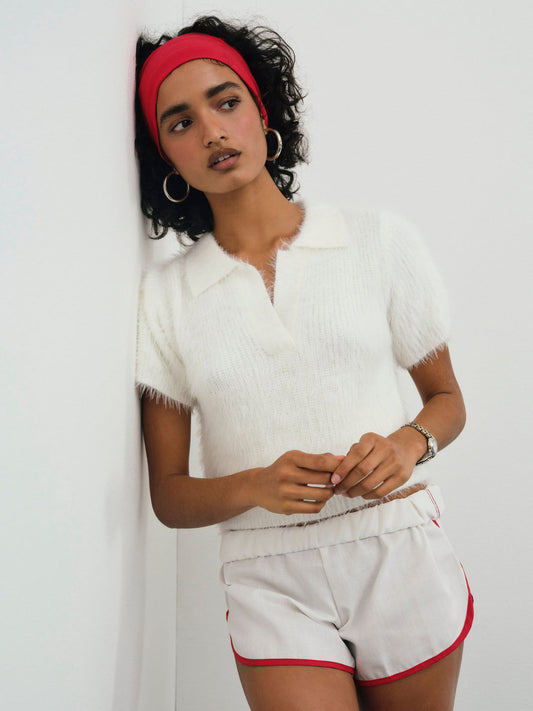 Fuzzy Knit  Top - White | For Love and Lemons