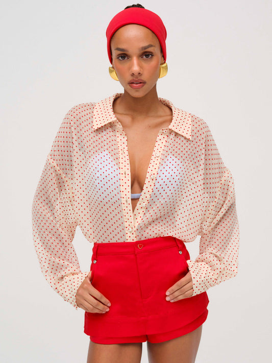 Love Dot Button-Up Top - Cream | For Love and Lemons