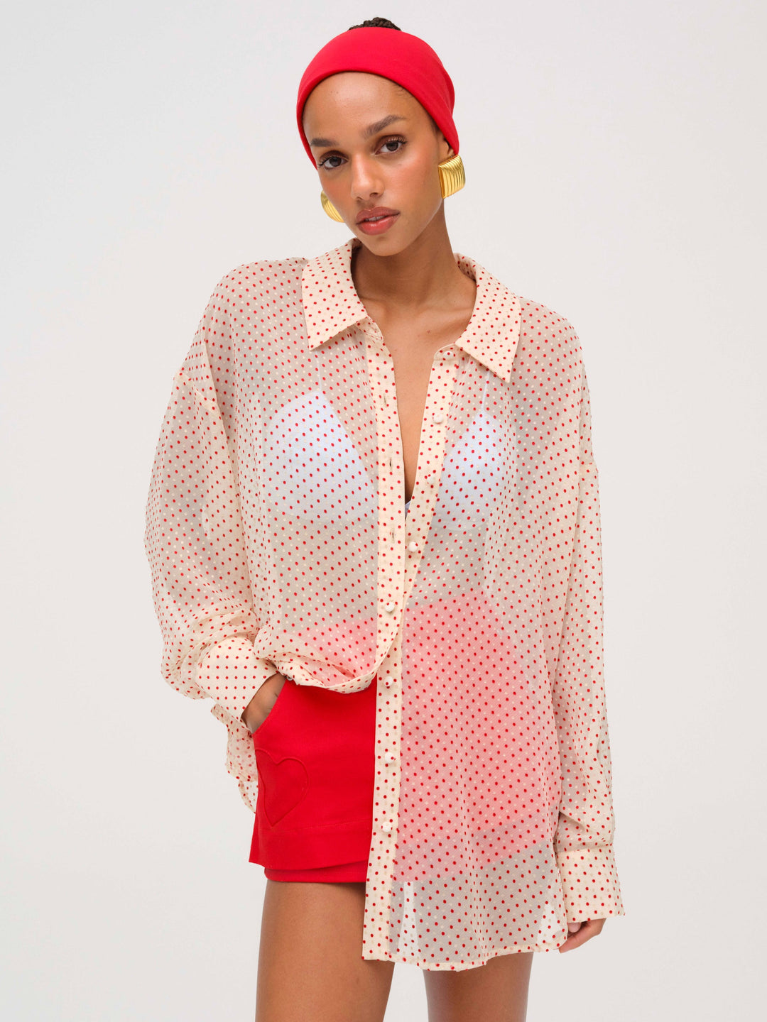 Love Dot Button-Up Top - Cream | For Love and Lemons
