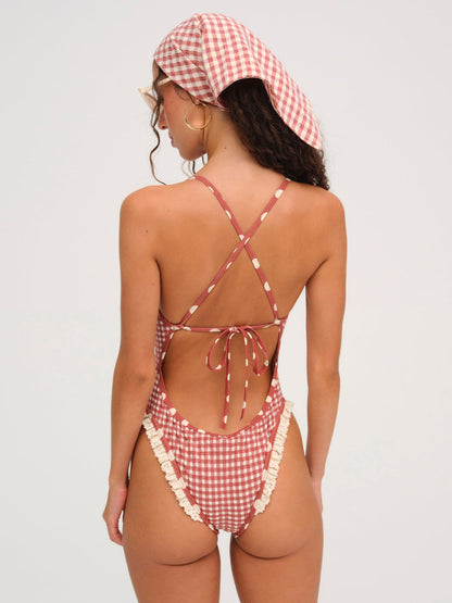 Strappy One Piece Swimsuit - Red | For Love and Lemons