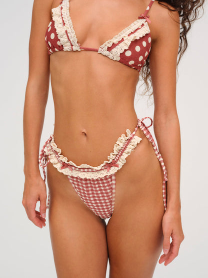 Dolly Dot Triangle Bikini Top - Red | For Love and Lemons