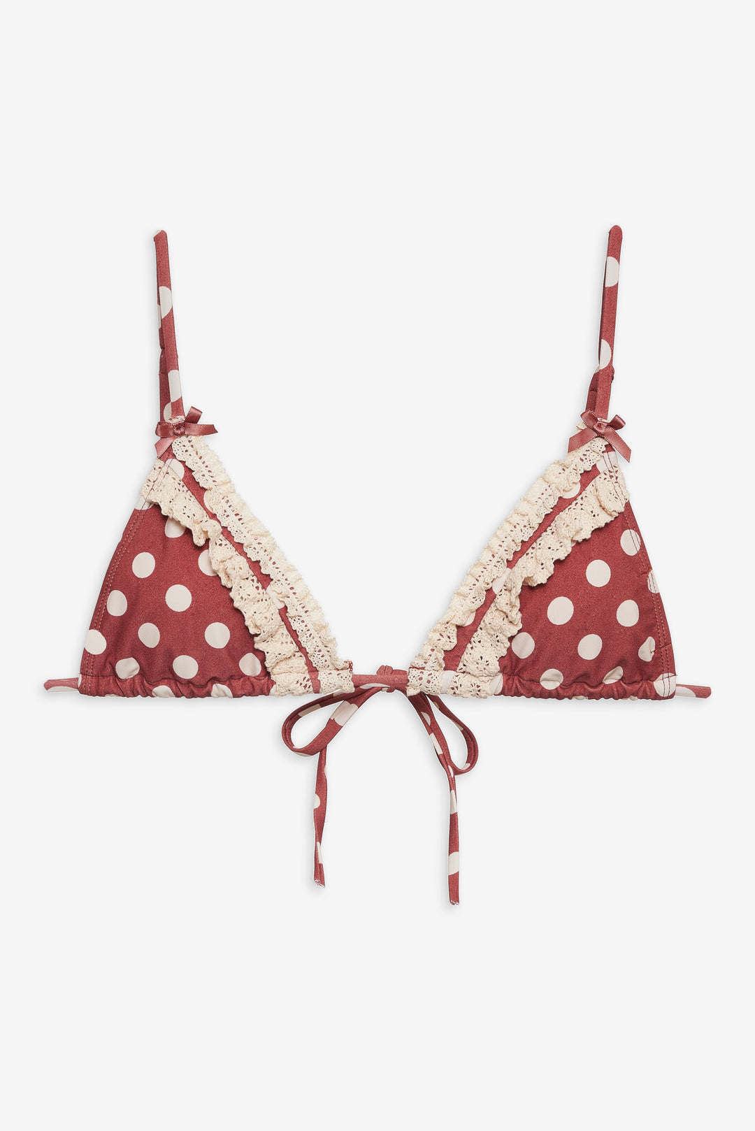 Dolly Dot Triangle Bikini Top - Red | For Love and Lemons