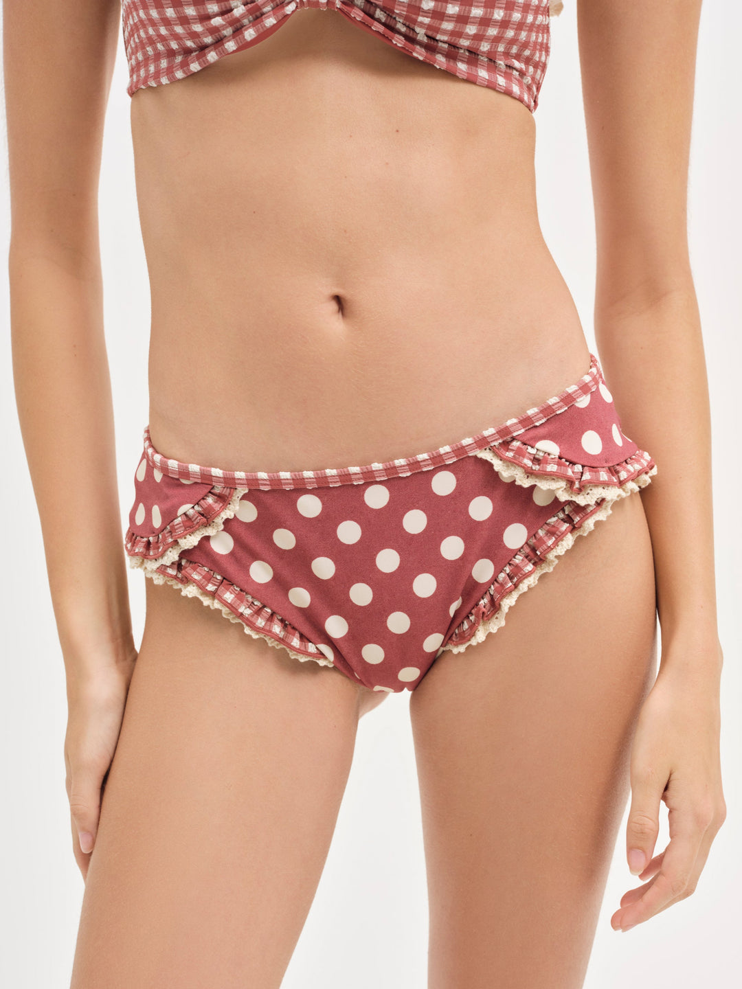 Dolly Dot Bikini Bottom - Red | For Love and Lemons