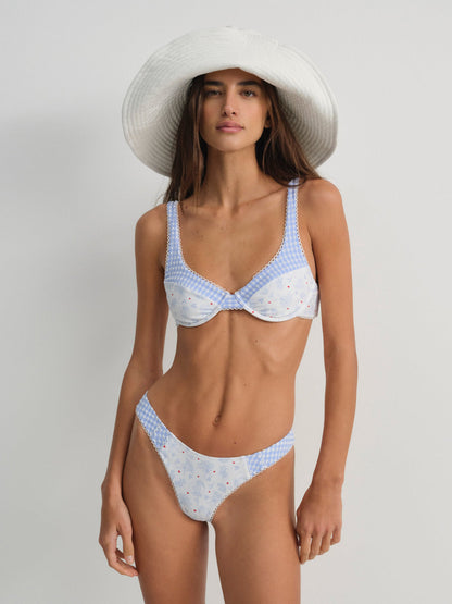 Floral Stems Bikini Bottom - White | For Love and Lemons