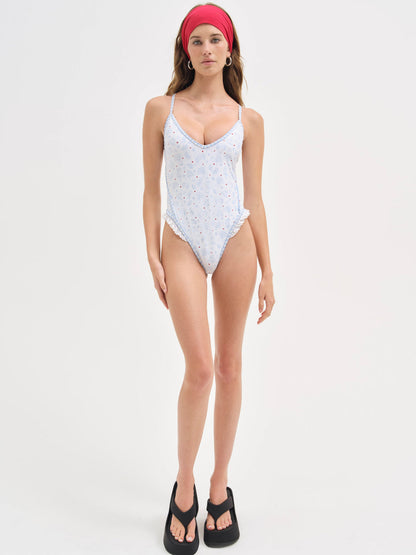 Strappy One Piece Swimsuit - Blue | For Love and Lemons