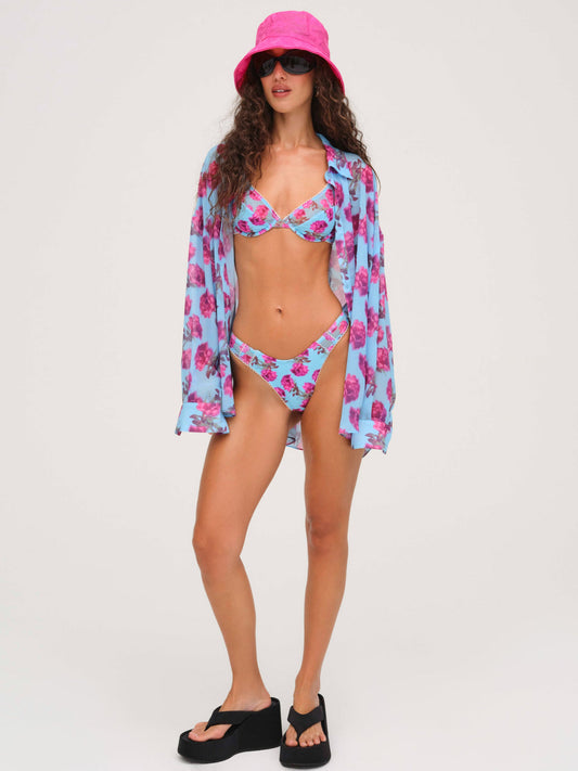 Floral Stems Button-Down Top - Blue | For Love and Lemons