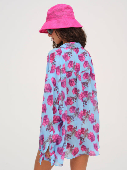 Floral Stems Button-Down Top - Blue | For Love and Lemons