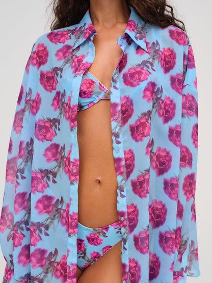 Floral Stems Button-Down Top - Blue | For Love and Lemons