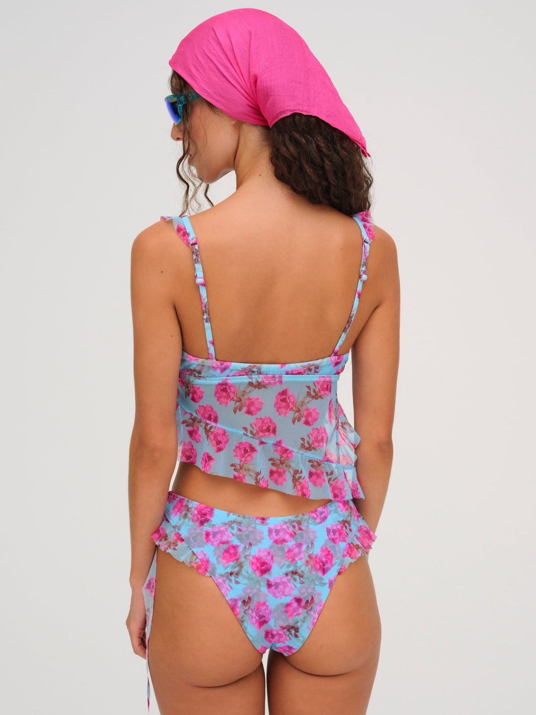 Floral Stems Ruffle Tankini - Blue | For Love and Lemons