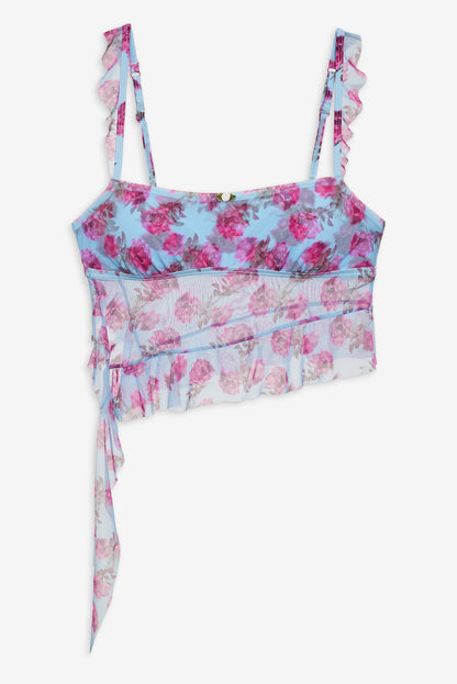 Floral Stems Ruffle Tankini - Blue | For Love and Lemons
