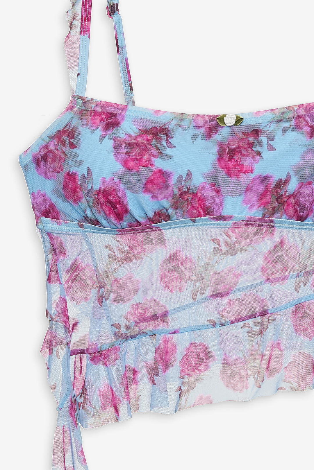 Floral Stems Ruffle Tankini - Blue | For Love and Lemons