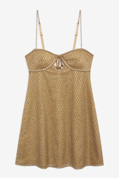 Glitter Slip Dress - Gold | For Love and Lemons