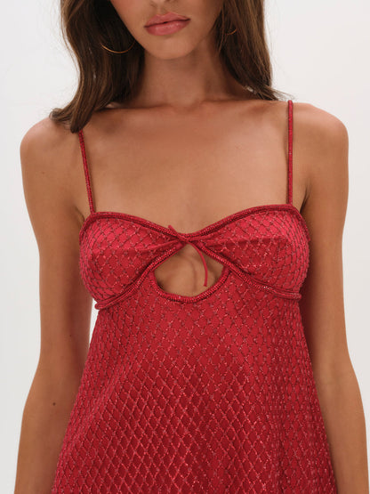 Glitter Slip Dress - Red | For Love and Lemons