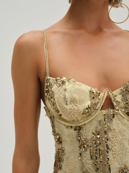 Opal Mini Dress - Gold | For Love and Lemons
