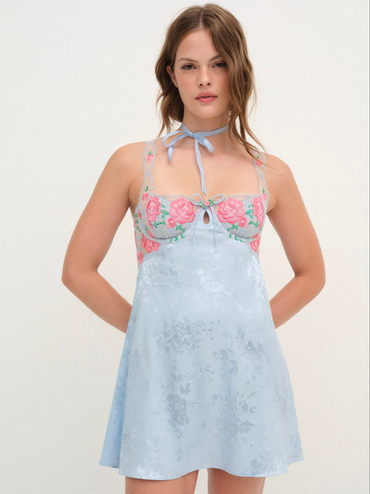 Vintage Rose Eyelet Slip - Blue | For Love and Lemons
