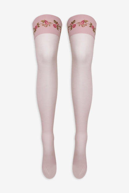 Rose Vine Thigh-High Socks - Pink | For Love and Lemons
