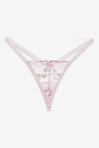 Ily Embroidered Thong Panty - Pink | For Love and Lemons