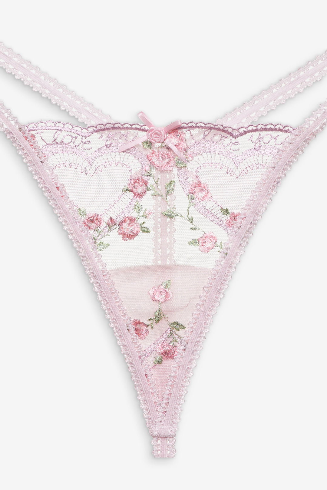 Ily Embroidered Thong Panty - Pink | For Love and Lemons