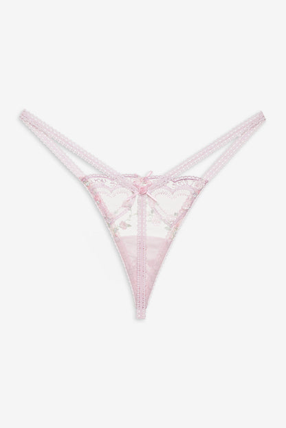 Ily Embroidered Thong Panty - Pink | For Love and Lemons