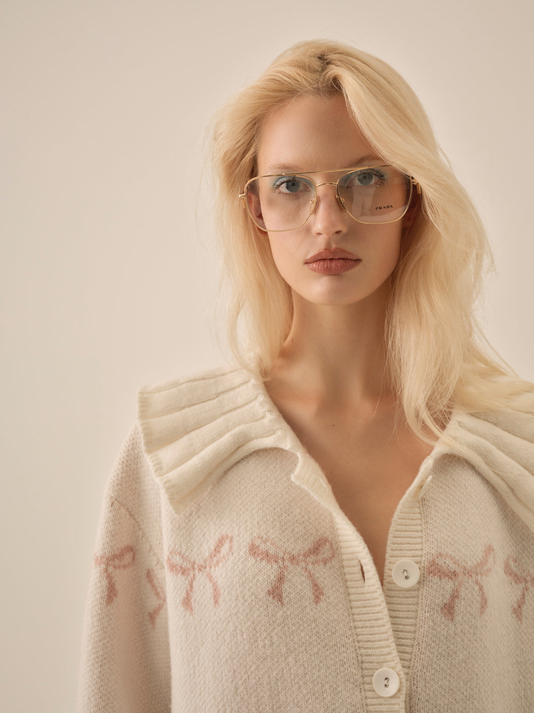 Bow Intarsia Knit Sweater - White | For Love and Lemons