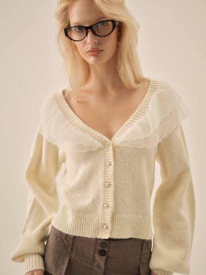 Aster Knit Cardigan - Cream | For Love and Lemons