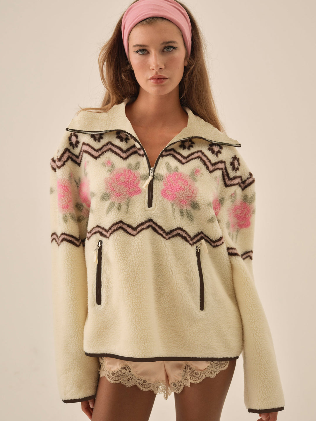 Posey Sherpa Pullover - White | For Love and Lemons
