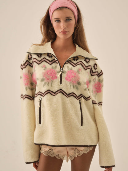 Posey Sherpa Pullover - White | For Love and Lemons