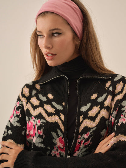 Ski Lodge Zip-Up Sweater - Black | For Love and Lemons