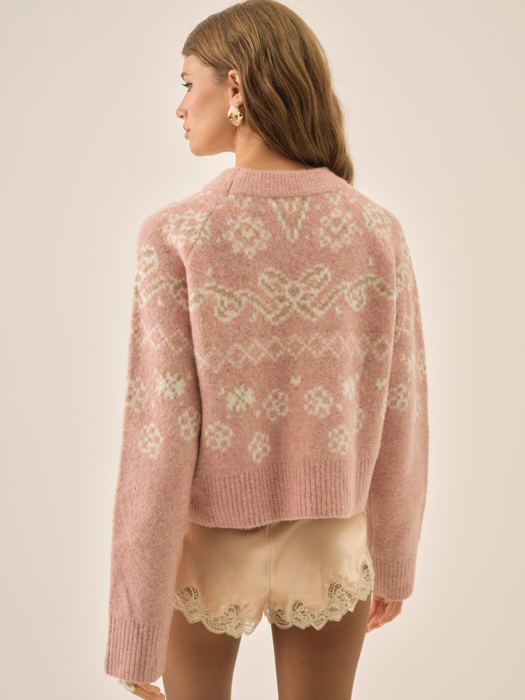 Arabella Intarsia Pullover Sweater - Pink | For Love and Lemons