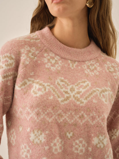 Arabella Intarsia Pullover Sweater - Pink | For Love and Lemons
