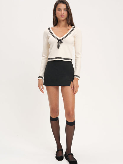 Greta Long Sleeve Knit Top - Cream | For Love and Lemons