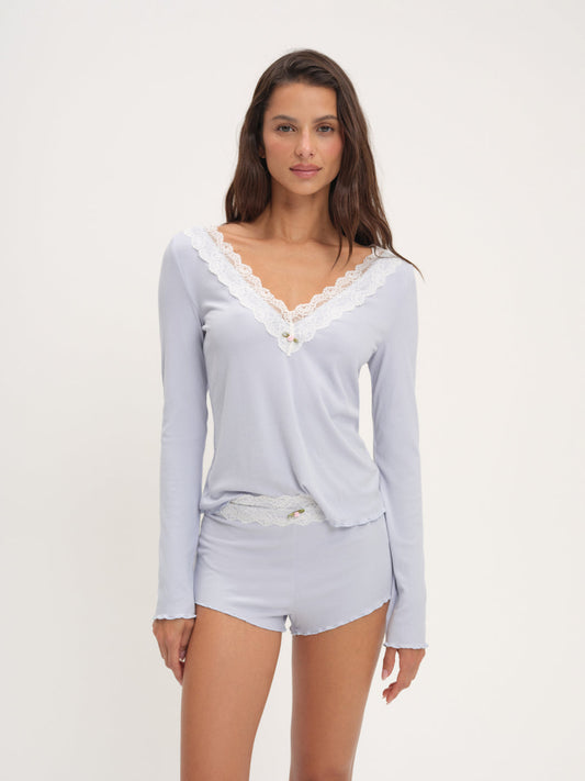 Eisley Knit Top - Blue | For Love and Lemons