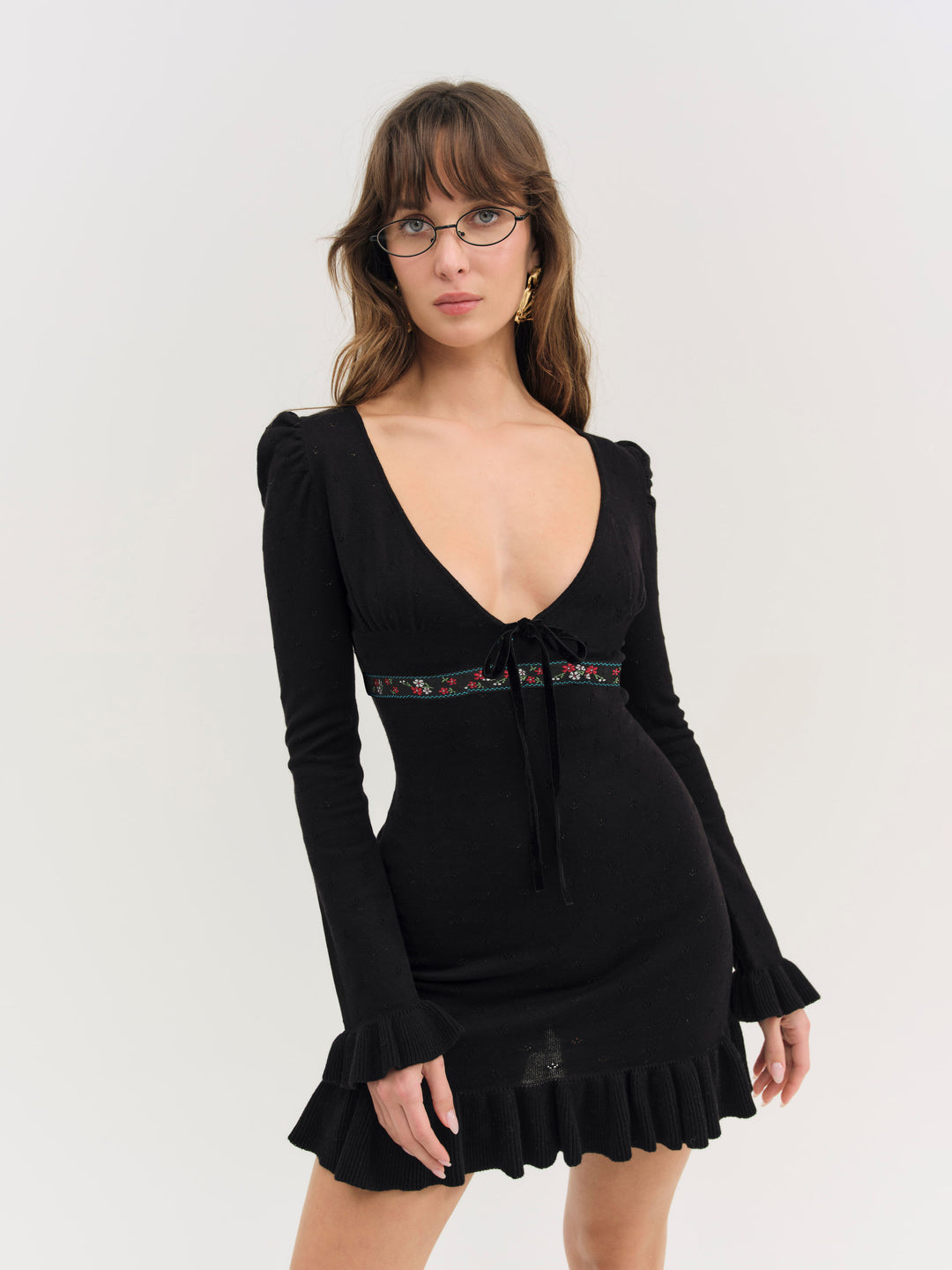 Naomi Knit Mini Dress - Black | For Love and Lemons