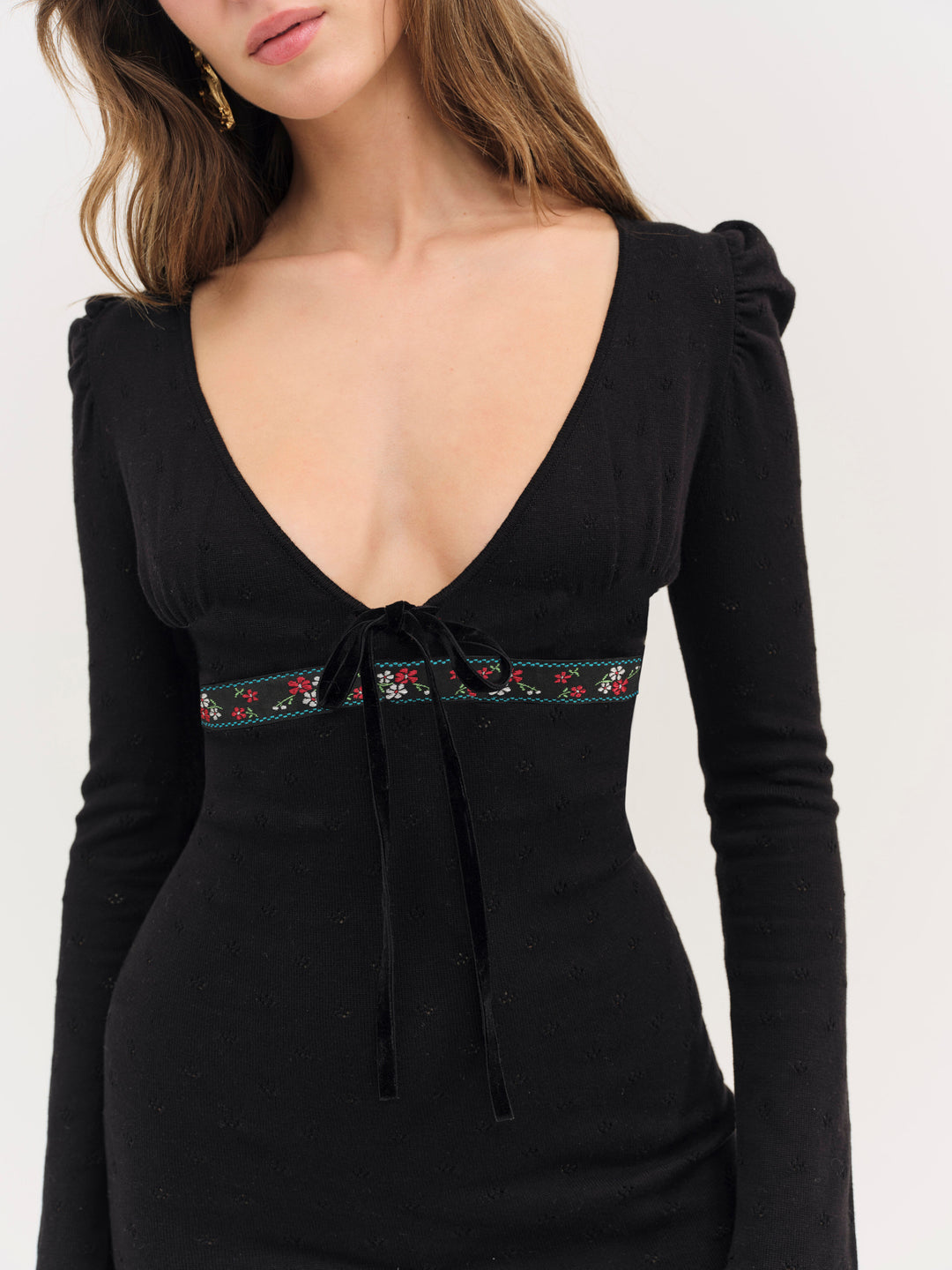 Naomi Knit Mini Dress - Black | For Love and Lemons
