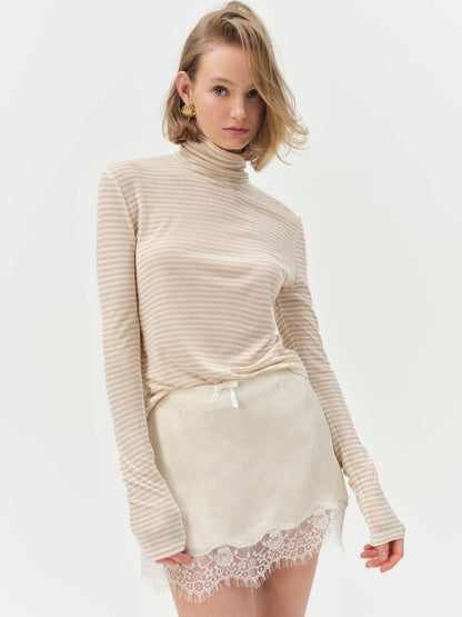 Athena Turtle Neck Top - Cream | For Love and Lemons