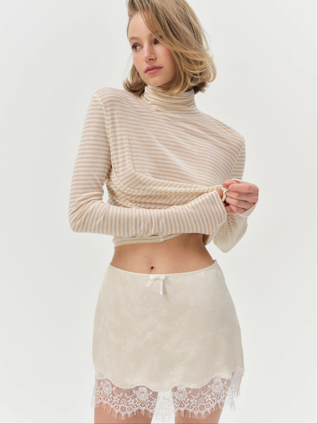 Athena Turtle Neck Top - Cream | For Love and Lemons