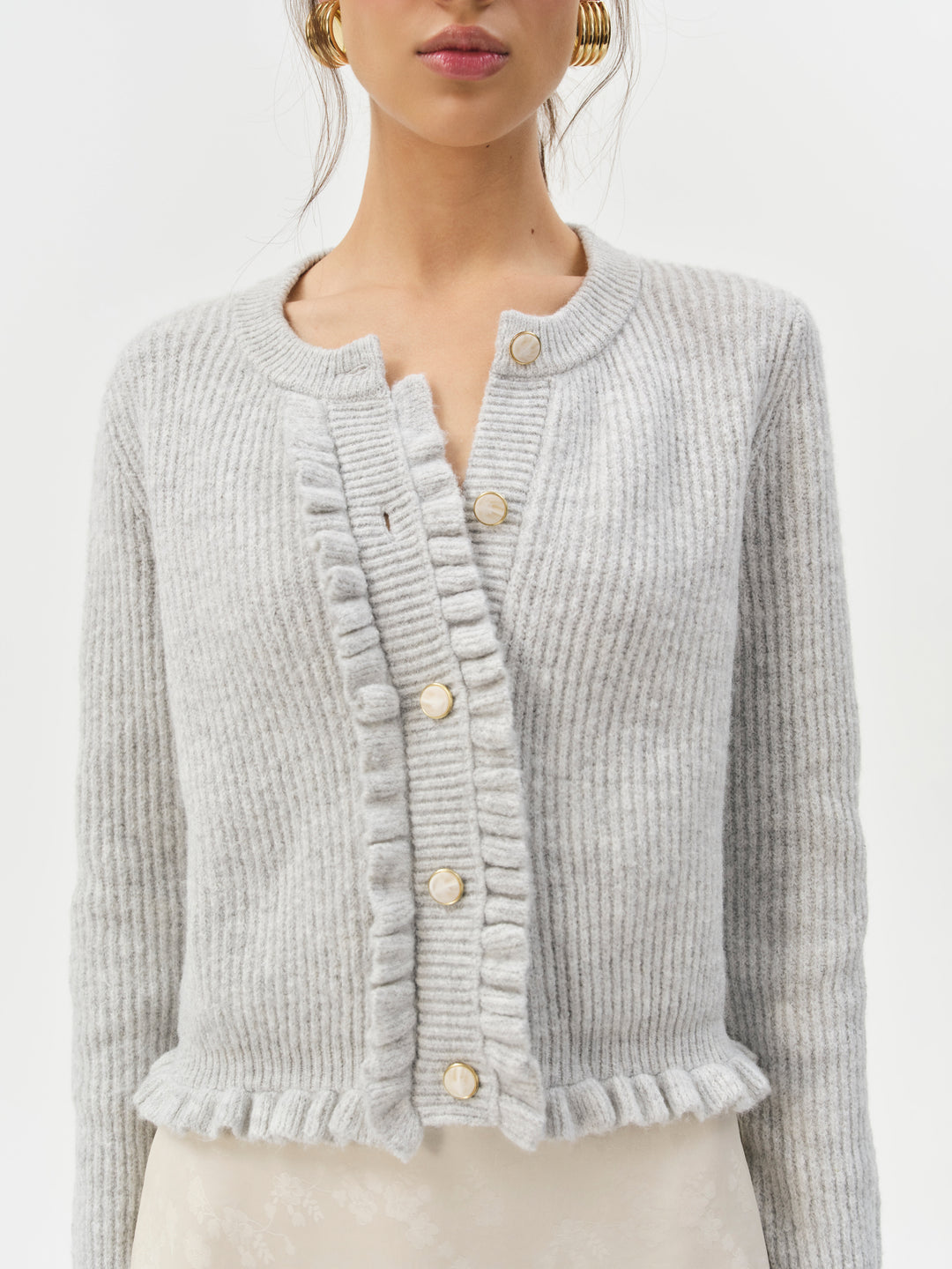 Mia Soft Knit Cardigan - Grey | For Love and Lemons