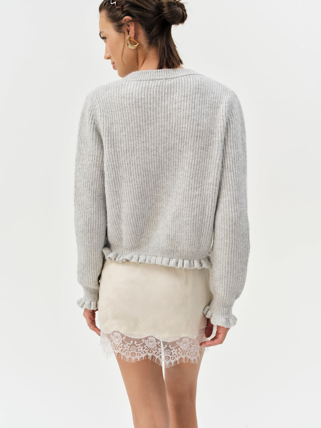 Mia Soft Knit Cardigan - Grey | For Love and Lemons