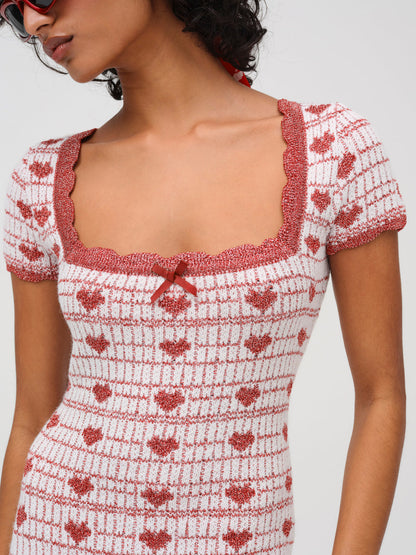 Candy Heart Knit Mini Dress - Cream | For Love and Lemons